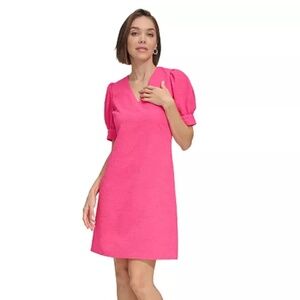 Tommy Hilfiger Blossom Floral Puff Sleeve Jacquard Dress 4 Pink